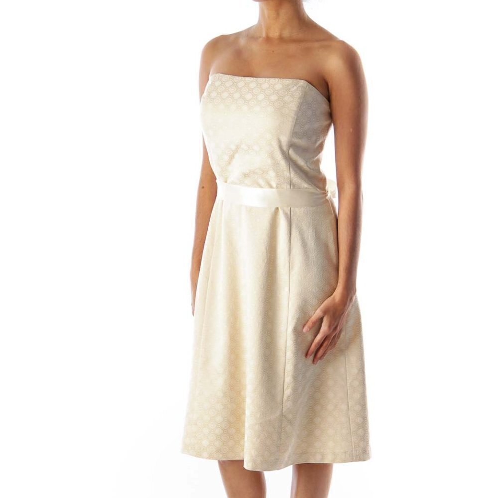 White House Black Market Beige Brocade Dress - Picture 2 of 3